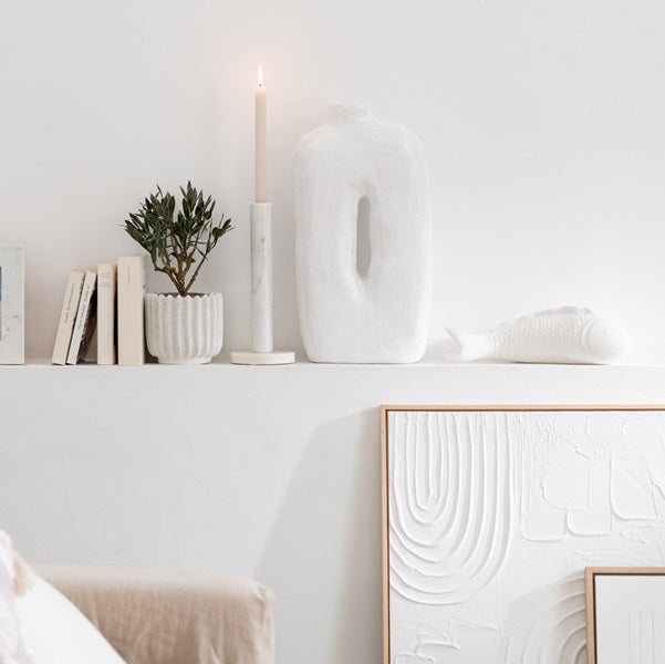 Bougeoir cylindrique en marbre blanc - 3 tailles
