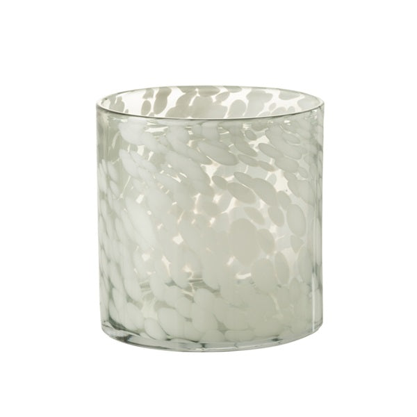 Photophore en verre avec taches blanc/gris - 2 tailles