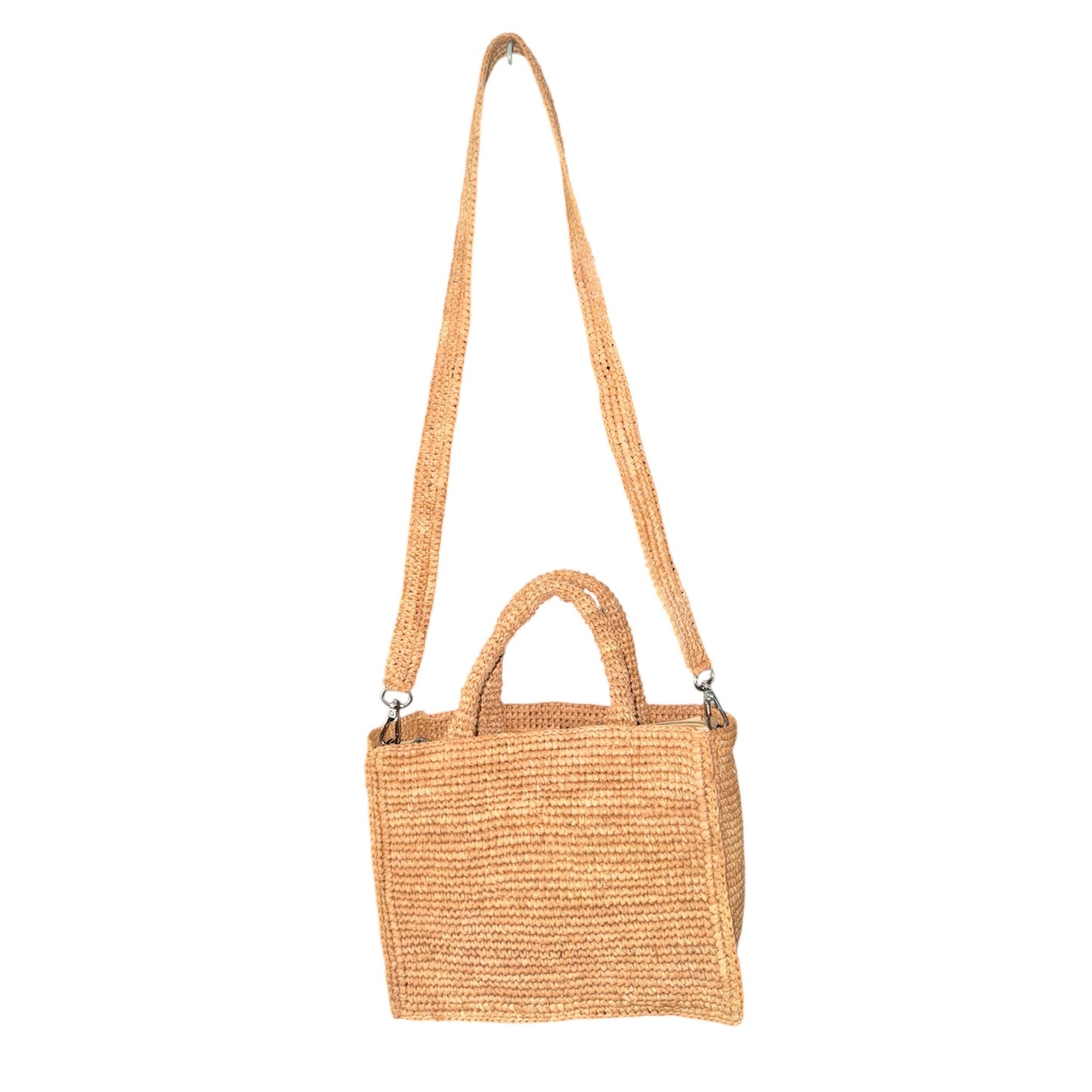 Sac à main rectangulaire en raphia crocheté, fait main - 2 tailles