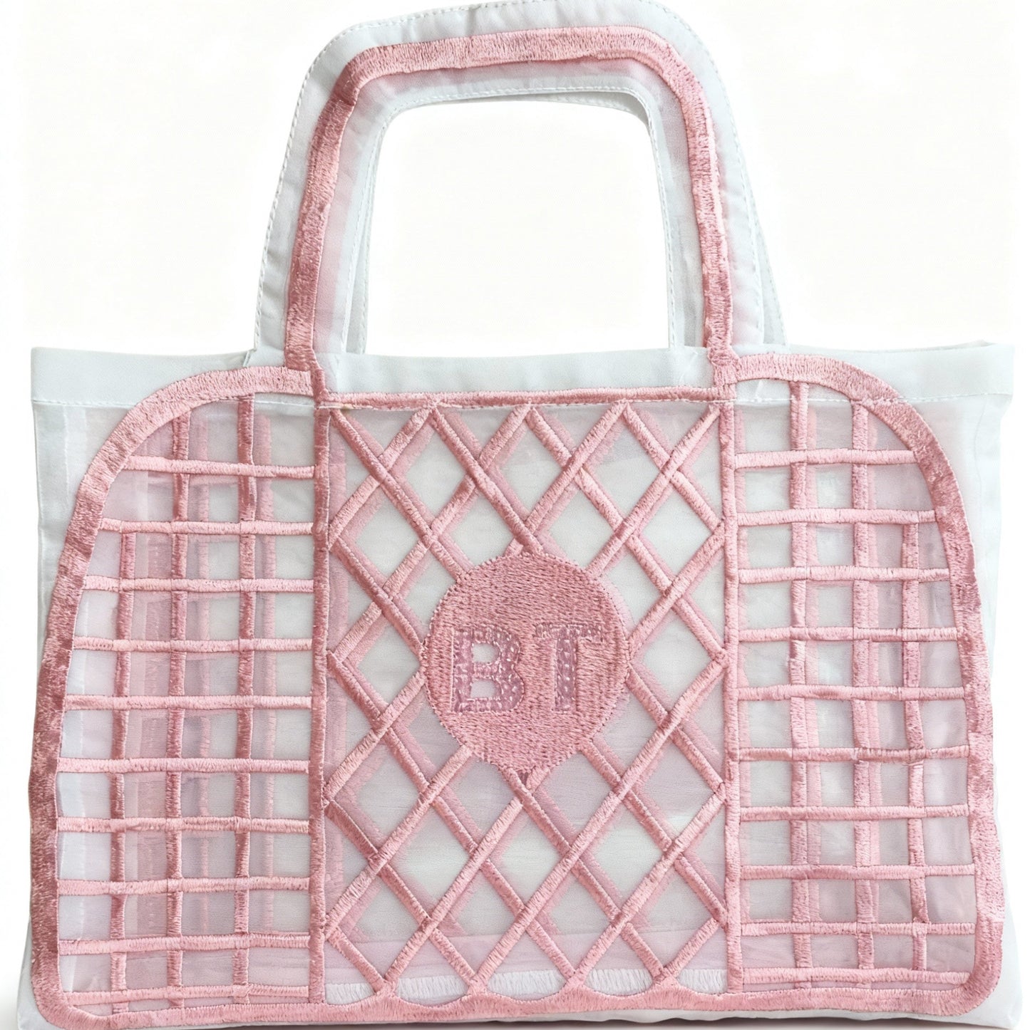 SAC EN ORGANZA ET BRODERIE ROSE BRIGITTE TANAKA - LA PETITE BOITE JAUNE