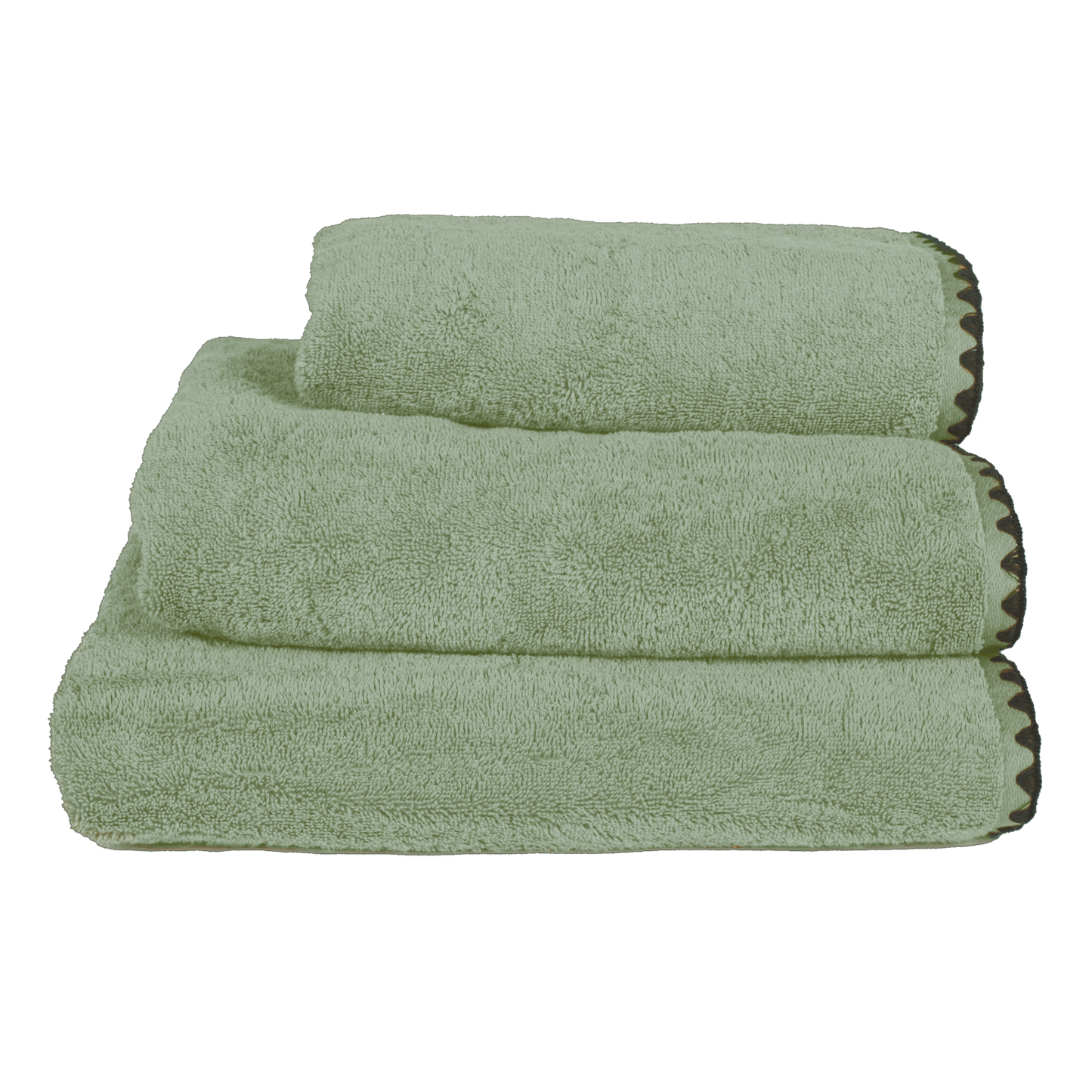 Serviettes d'invités en éponge, modèle Issey, coloris vert amande.