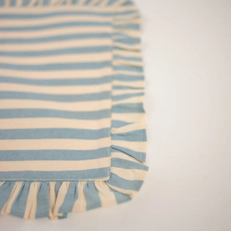 SET DE TABLE RAYE BLEU A VOLANTS - LA PETITE BOITE JAUNE