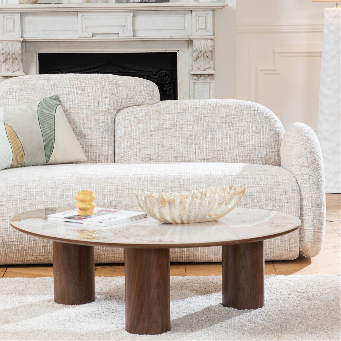 TABLE BASSE RESINE EFFET MARBRE - LA PETITE BOITE JAUNE