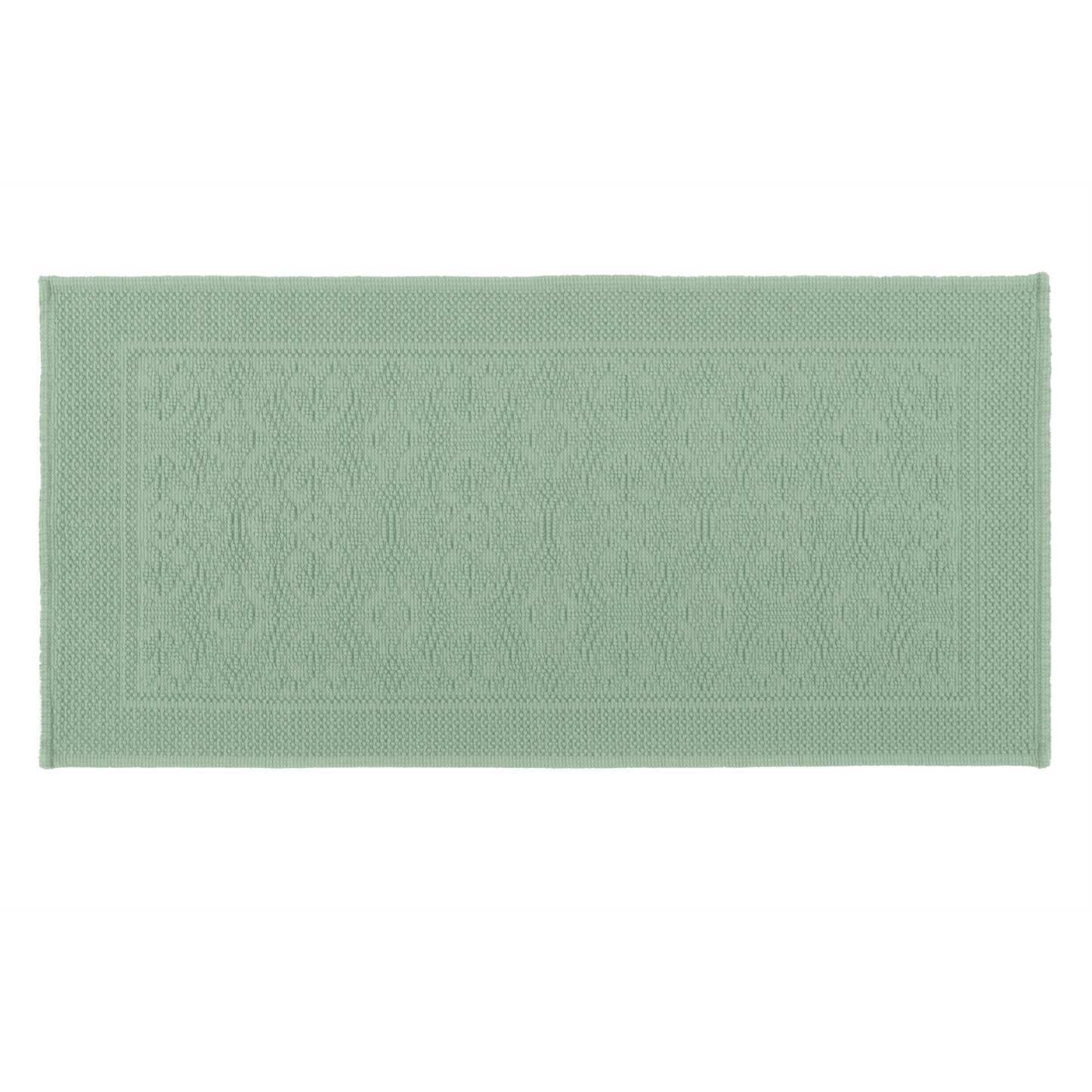 Tapis de bain rectangulaire, motif jacquard, coloris vert amande.