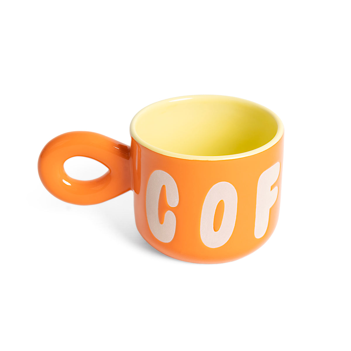 Tasse à café orange avec inscription Coffee