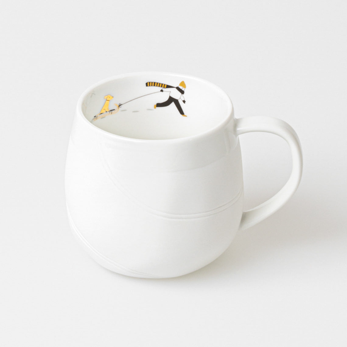 TASSE PORCELAINE BLANCHE AVEC CHIEN EN TRAINEAU RADER - LA PETITE BOITE JAUNE