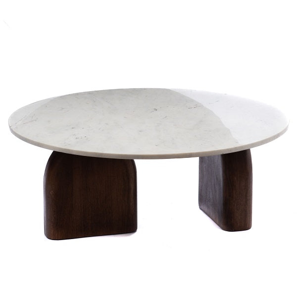 Table basse ou bout de canapé en marbre blanc Taille XL