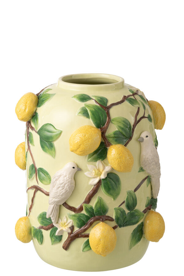 VASE-CERAMIQUE-OISEAUX-ET-CITRONS-LA-PETITE-BOITE-JAUNE