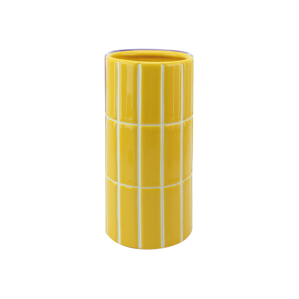 VASE A CARREAU JAUNE ET BLANC-LAPETITEBOITEJAUNE