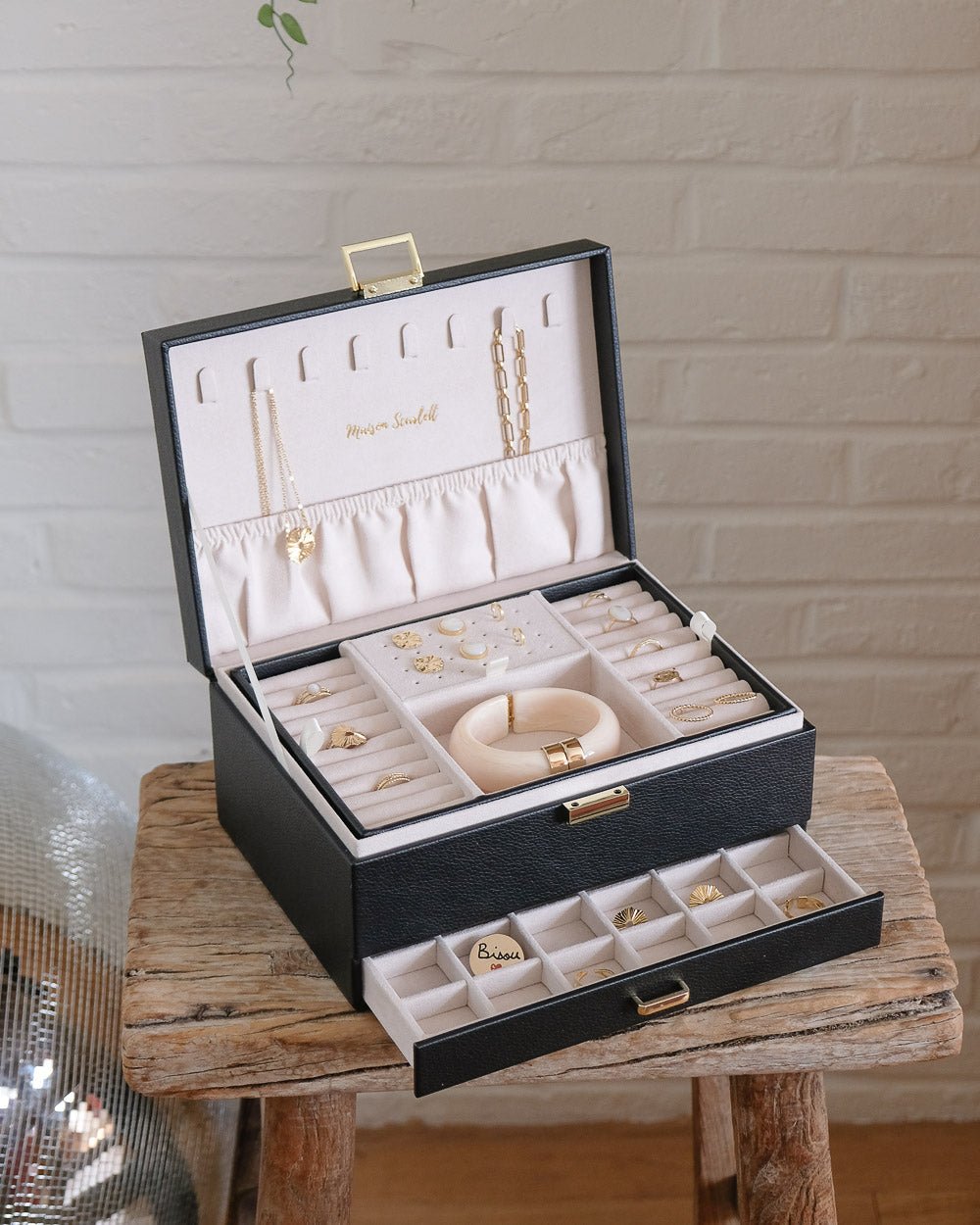 Boite à bijoux pour la maison ou le voyage : la super grande avec tiroir