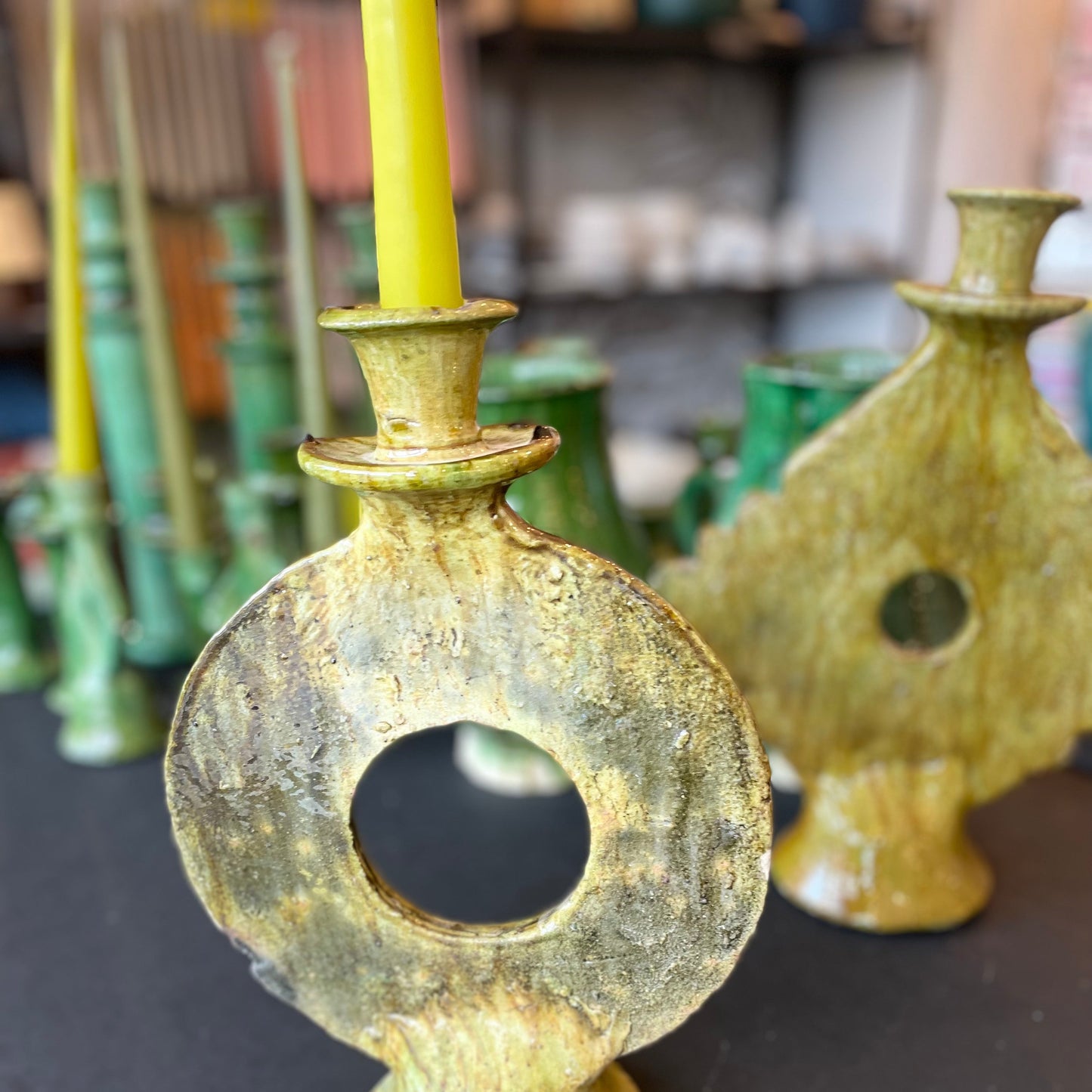 bougeoir cercle en poterie de tamegroute 1- LA PETITE BOITE JAUNE