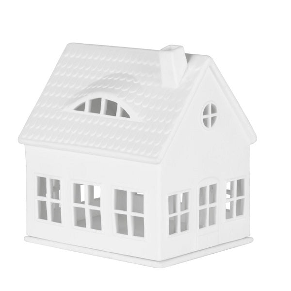 Photophore en porcelaine maison avec lucarne