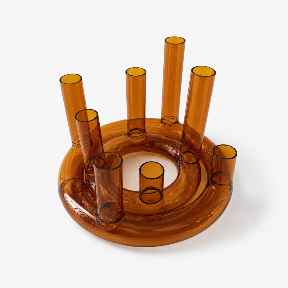 vase en 2 ensembles de soliflores en verre ambre - LA PETITE BOITE JAUNE