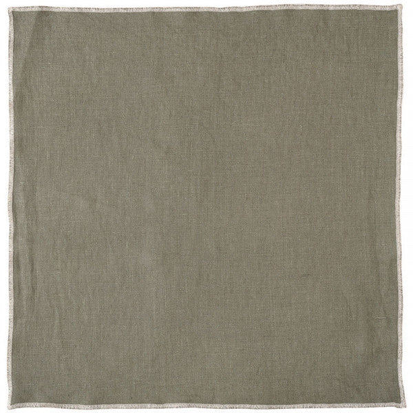 Serviette de table en lin 40 x 40 cm surpiqûre naturelle HAOMY
