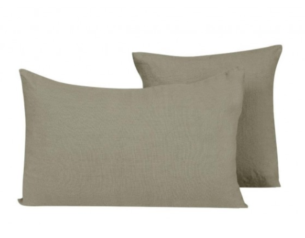 Coussin Haomy en lin lavé uni 40 x 60 cm