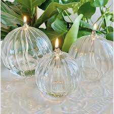 LAMPE A HUILE EN VERRE SPHERE STRIEE TAILLE XL - LA PETITE BOITE JAUNE