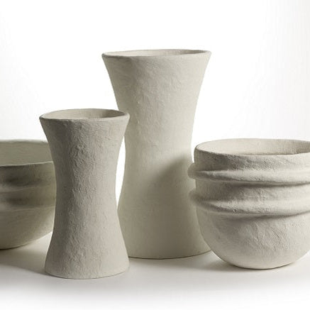 POT ET VASE EN PAPIER MACHE BL