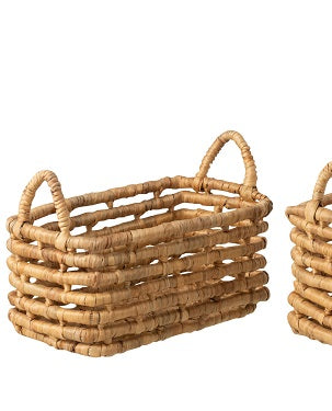 Panier rectangulaire en Jacynthe d'eau naturel - Tailles S, M ou L