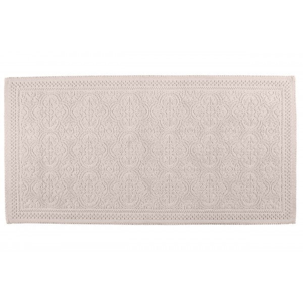 Tapis de bain rectangulaire, motif jacquard, coloris lin.
