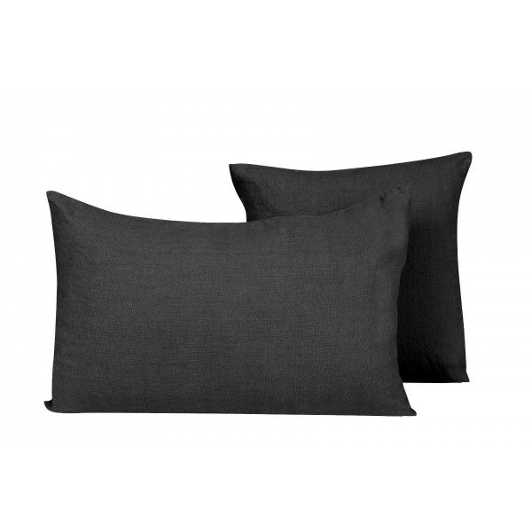 Coussin Haomy en lin lavé uni 45 x 45 cm