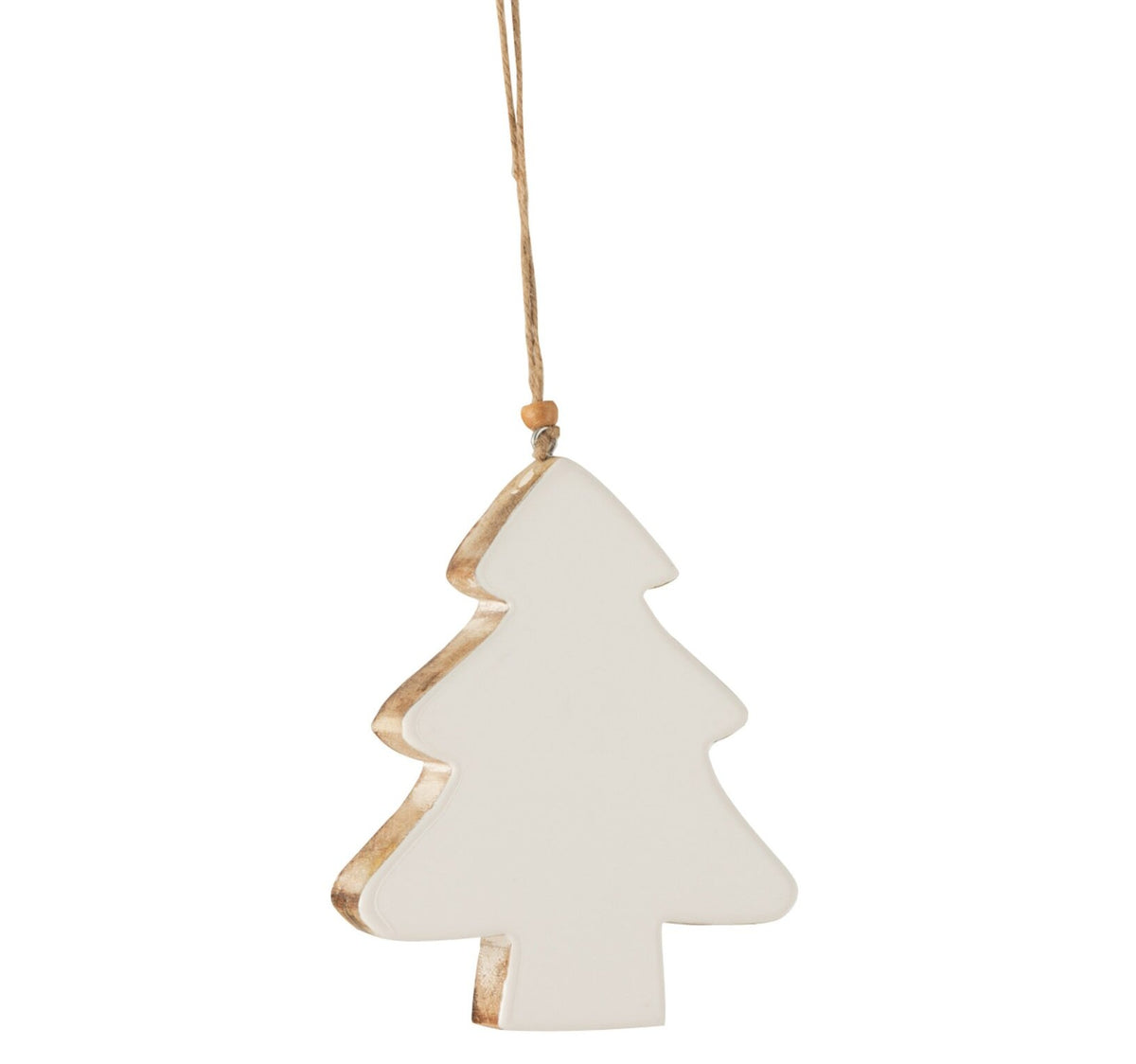 Décoration de Noël : Sapin en bois de manguier laqué blanc