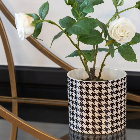 Cache-pot rond - Motif pied-de-poule