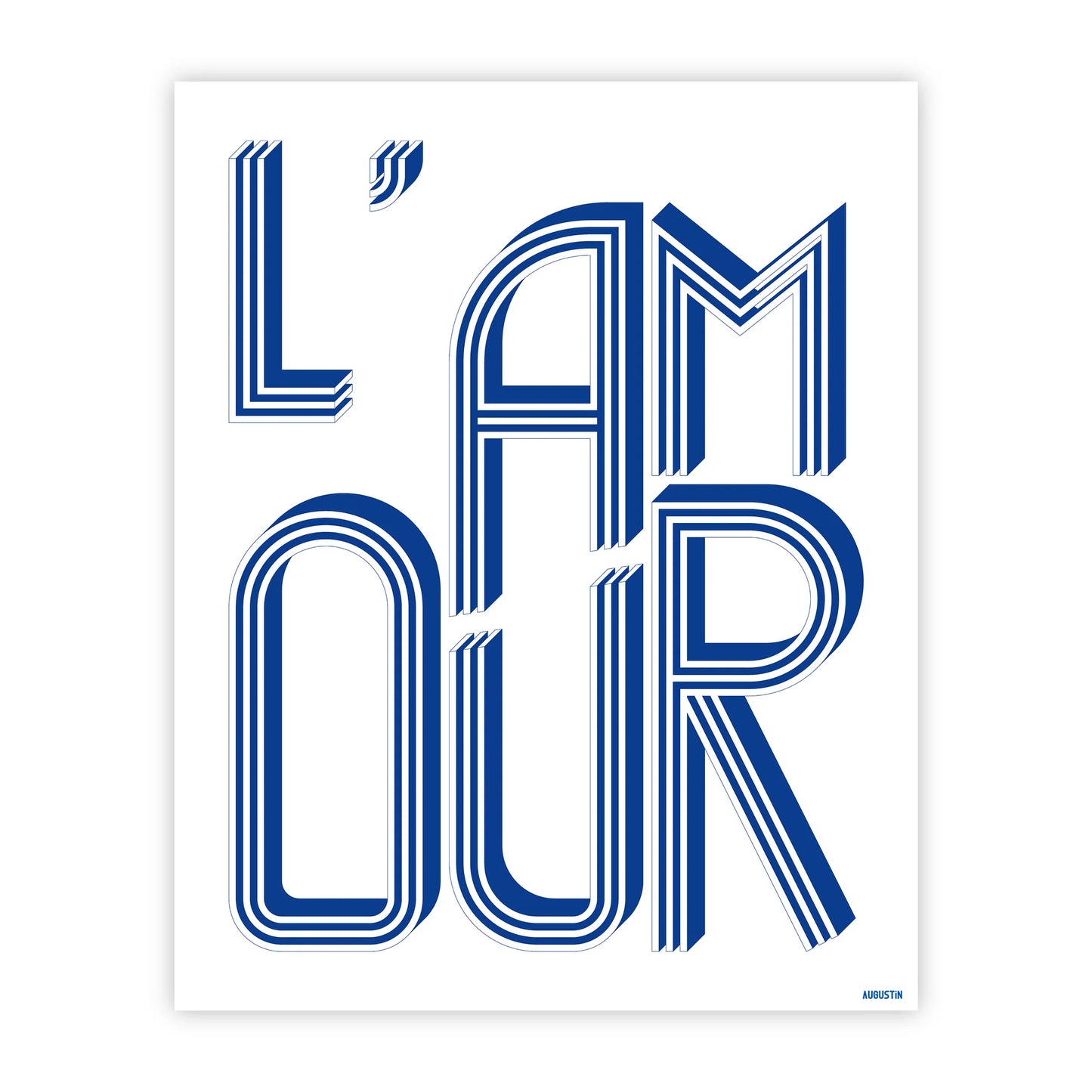 Affiche illustrée made in France par Augustin, modèle l'amour.