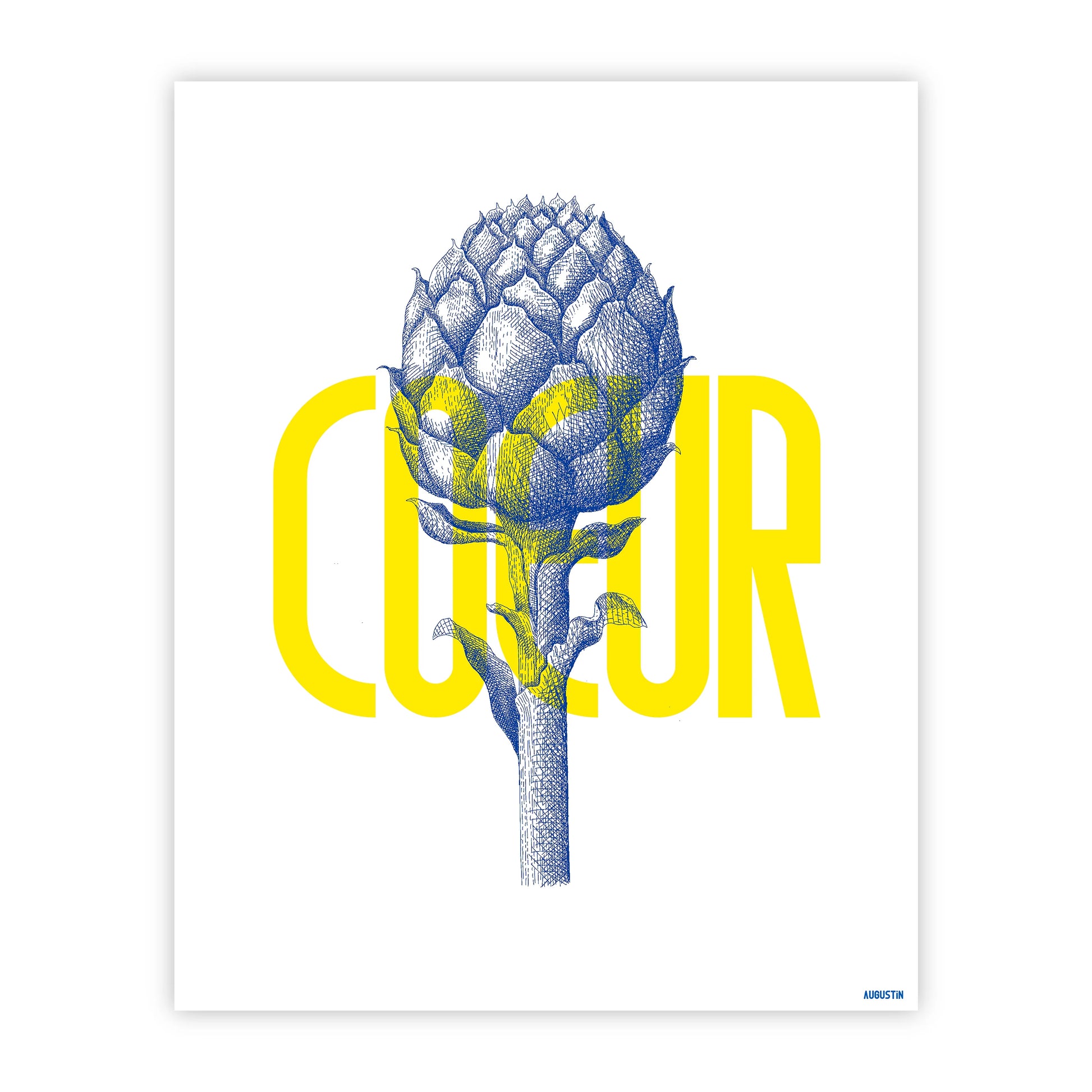 Affiche illustrée made in France par Augustin, modèle coeur d'artichaut.
