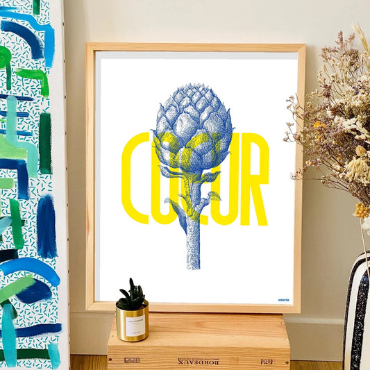 Affiche illustrée made in France par Augustin, modèle coeur d'artichaut.