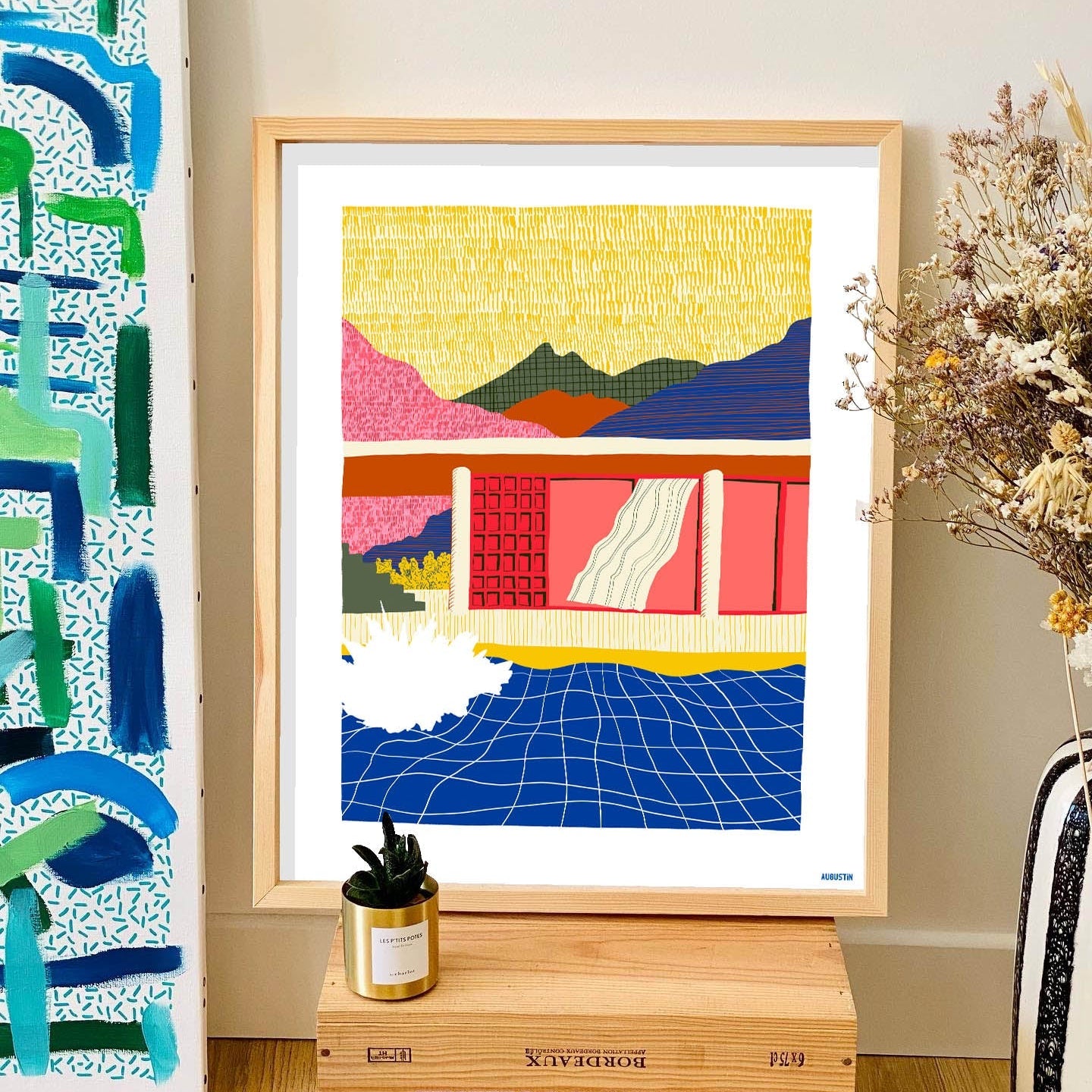 Affiche illustrée made in France par Augustin, modèle le plongeon.