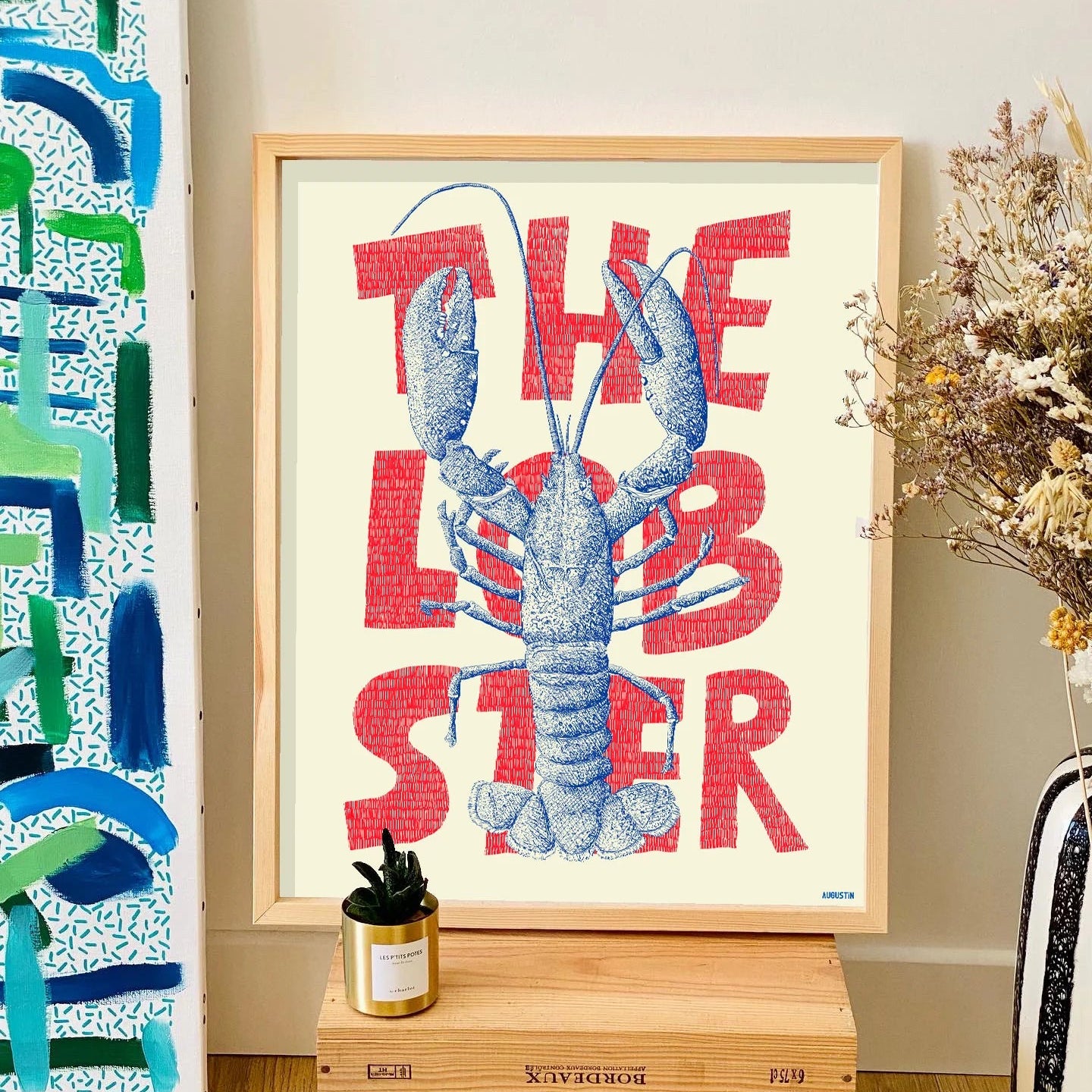 Affiche illustrée made in France par Augustin, modèle the lobster.