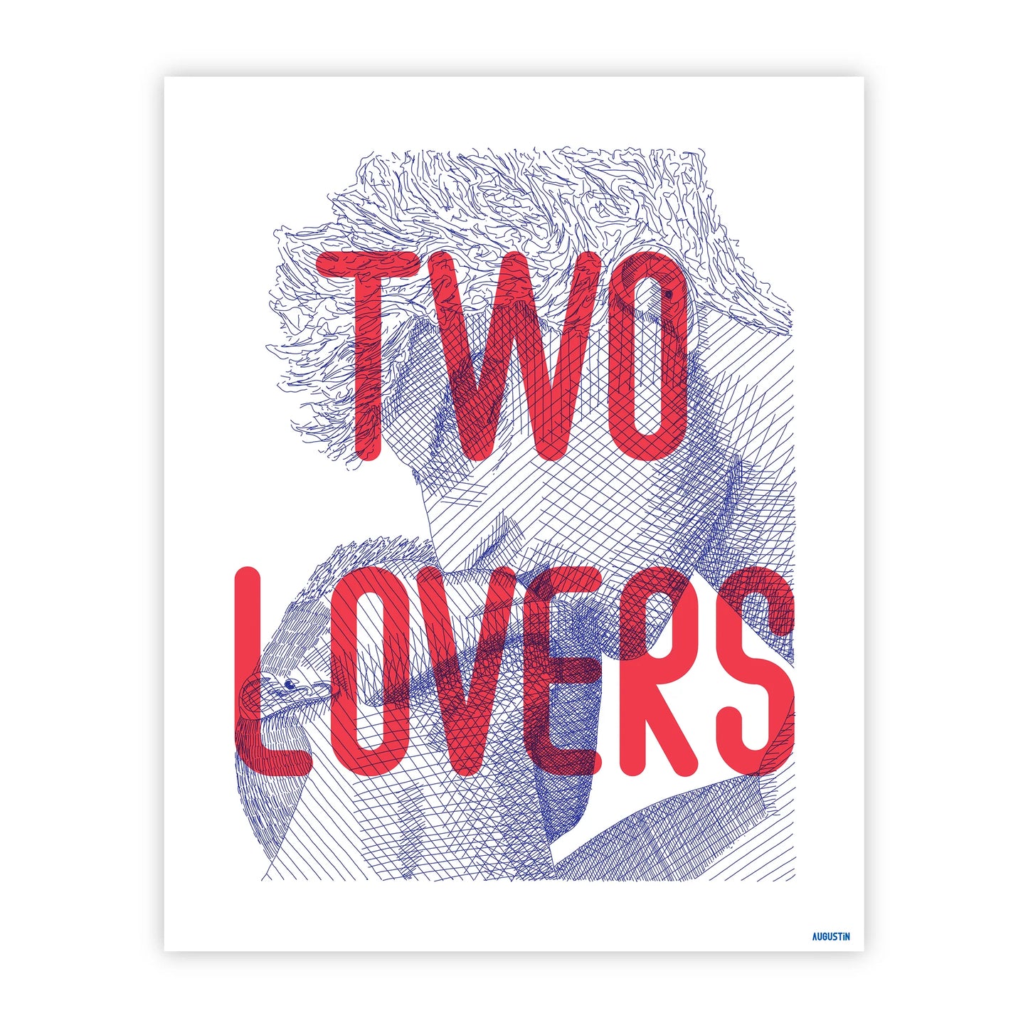 Affiche illustrée made in France par Augustin, modèle Two lovers.