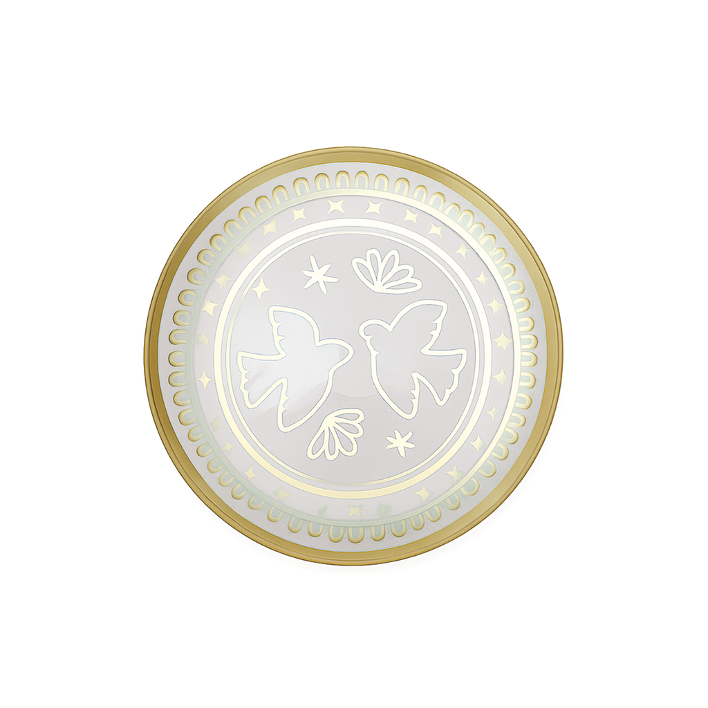 ASSIETTE EN VERRE AVEC MOTIF COLOMBES DOREES - LA PETITE BOITE JAUNESS