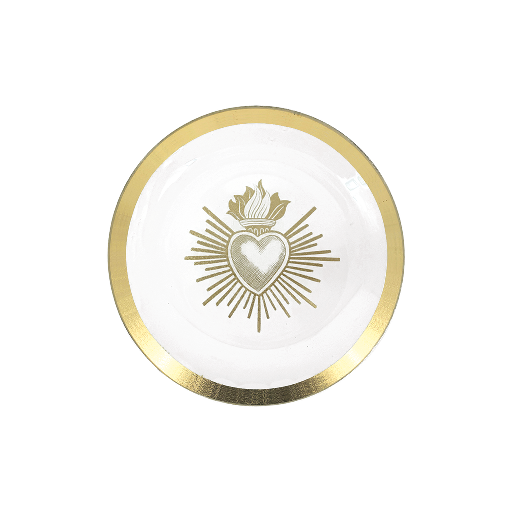 ASSIETTE EN VERRE AVEC MOTIF EX VOTO DORE - LA PETITE BOITE JAUNESS