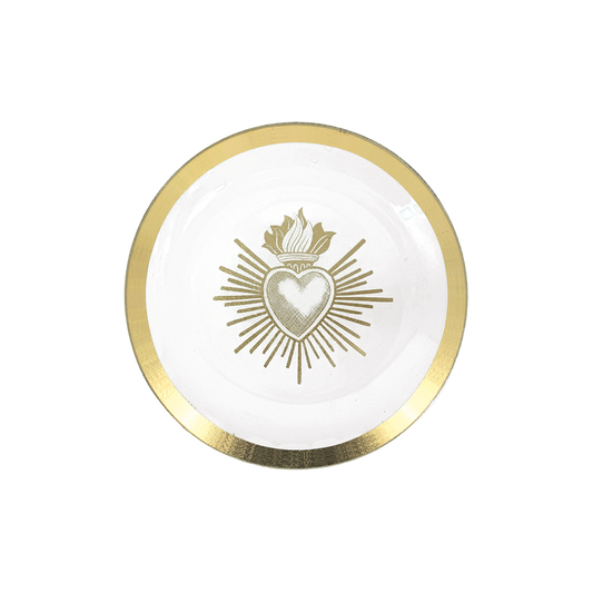 ASSIETTE EN VERRE AVEC MOTIF EX VOTO DORE - LA PETITE BOITE JAUNESS