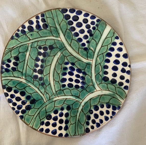 Assiette creuse artisanale en céramique traditionnelle avec motifs peints à la main FOLIAGE