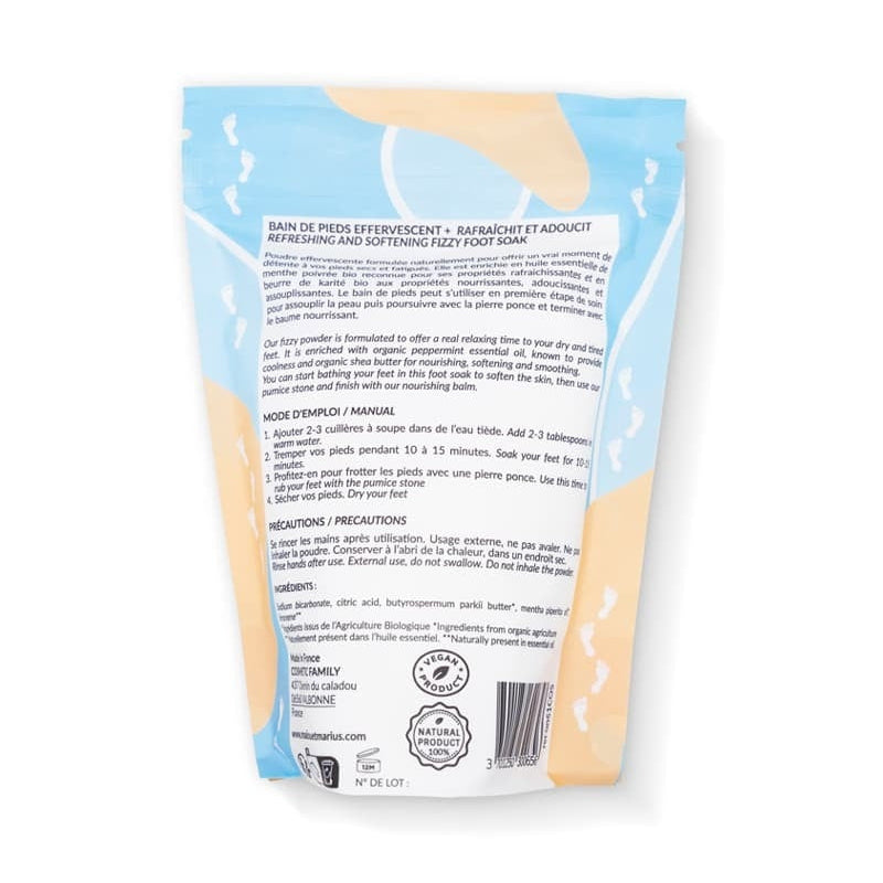 Sachet de poudre effervescente pour bain de pieds. 