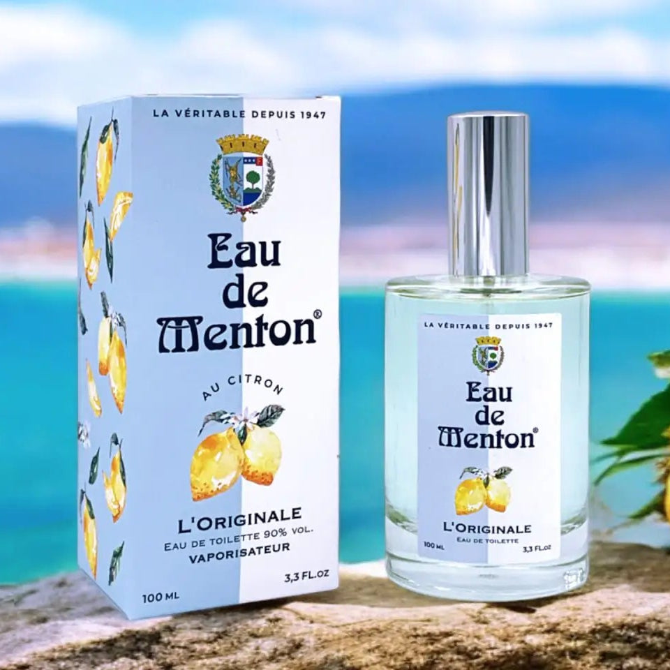 Packaging de l'eau de toilette L'Originiale Eau de Menton.