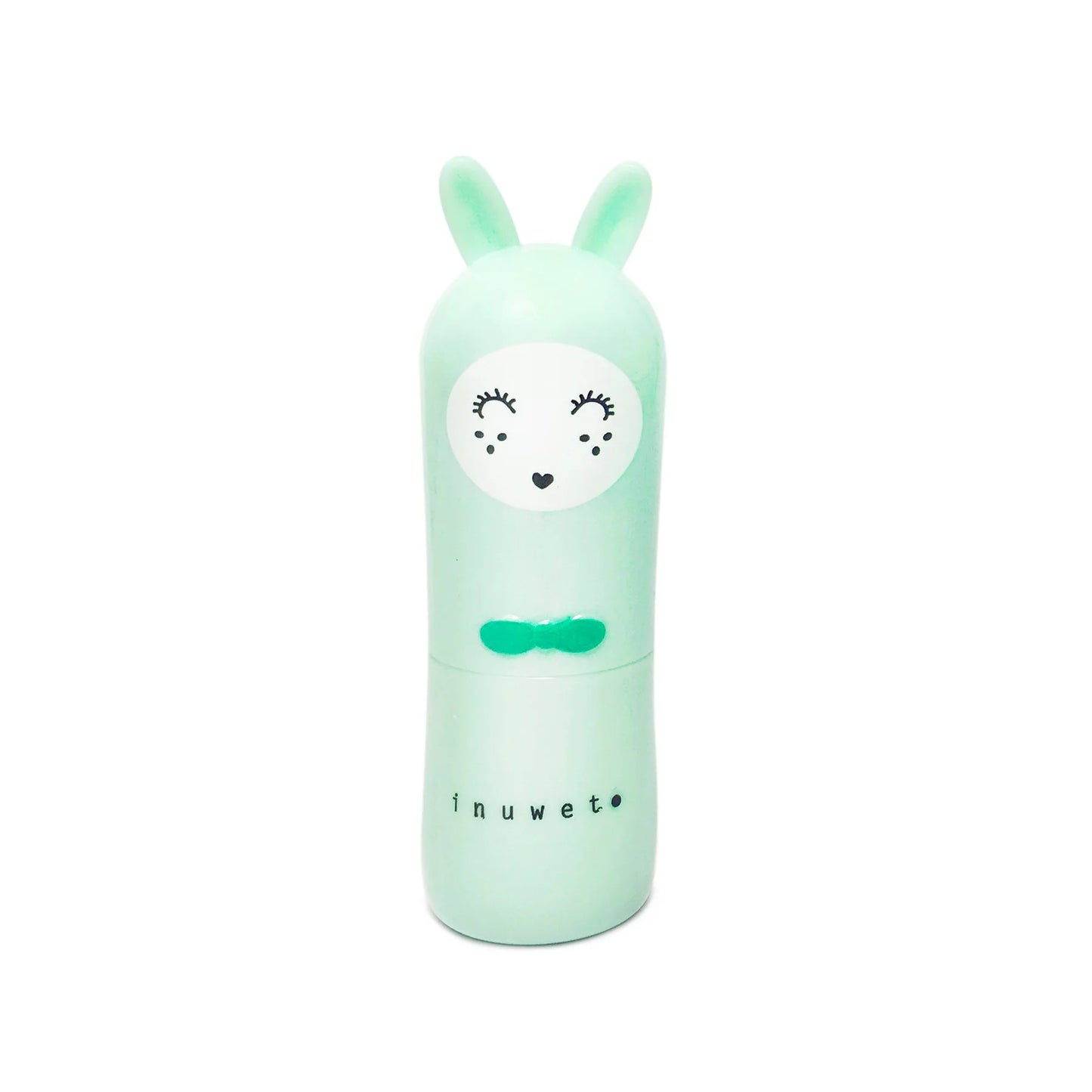 Baume à lèvres en forme de lapin vert pastel, parfum pomme.