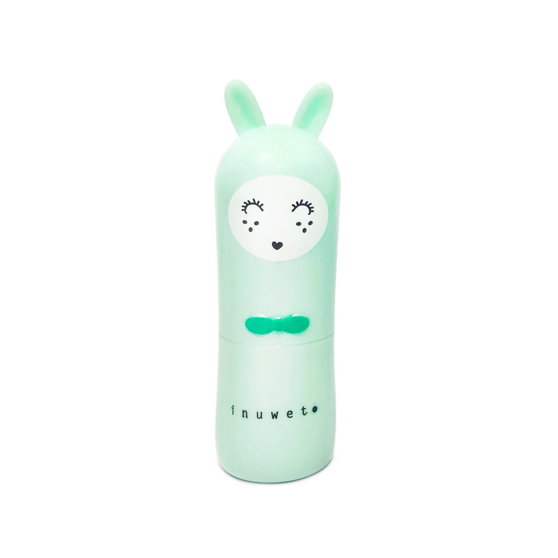 Baume à lèvres en forme de lapin vert pastel, parfum pomme.