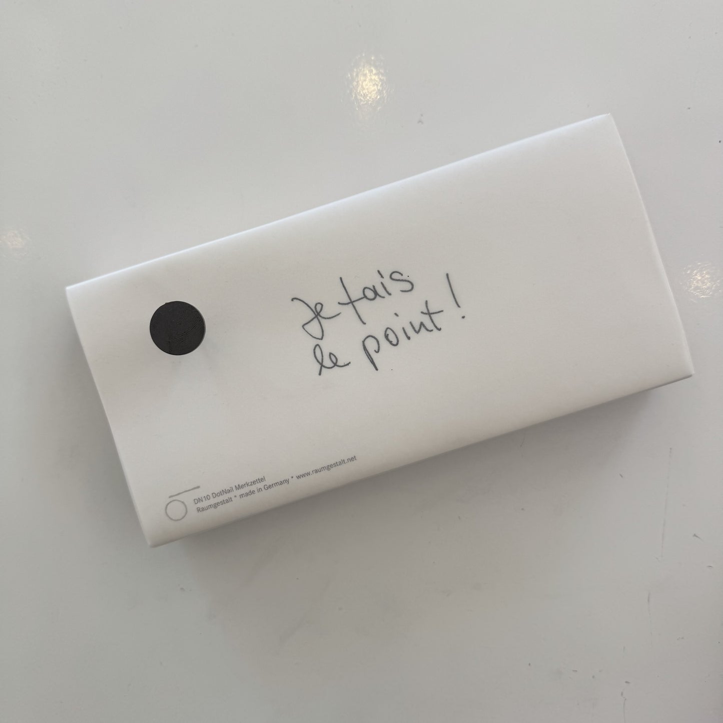 Bloc notes support en chêne avec clou décoratif "Je fais le point"