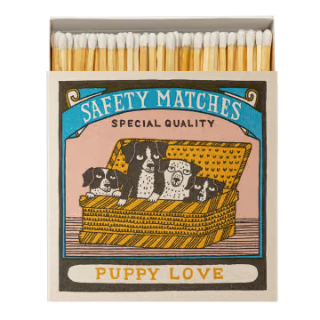 BOITE_ALLUMETTES_DECO_CARREE_CHIENS PUPPY LOVE-ARCHIVIST_-LA_PETITE_BOITE_JAUNE