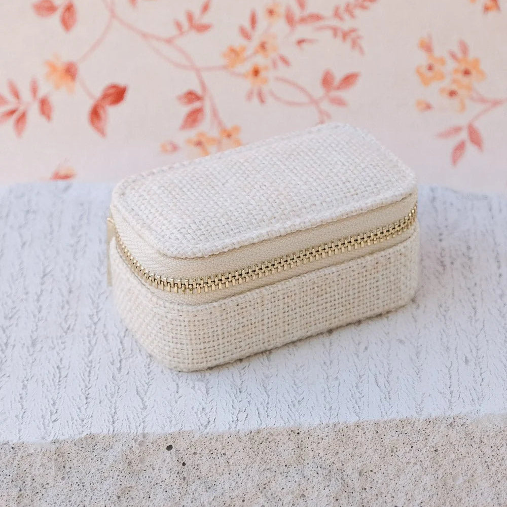 Grande boîte à bijoux avec tiroir, modèle Marie, coloris lin beige.  