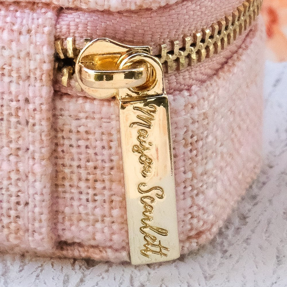 Grande boîte à bijoux avec tiroir, modèle Marie, coloris lin rose.  