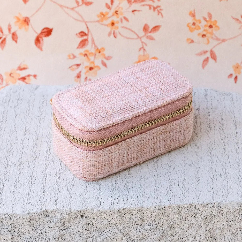 Grande boîte à bijoux avec tiroir, modèle Marie, coloris lin rose.  