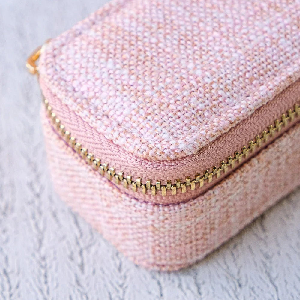 Grande boîte à bijoux avec tiroir, modèle Marie, coloris lin rose.  