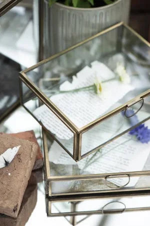Boite à bijoux rectangulaire en verre et laiton - 2 tailles
