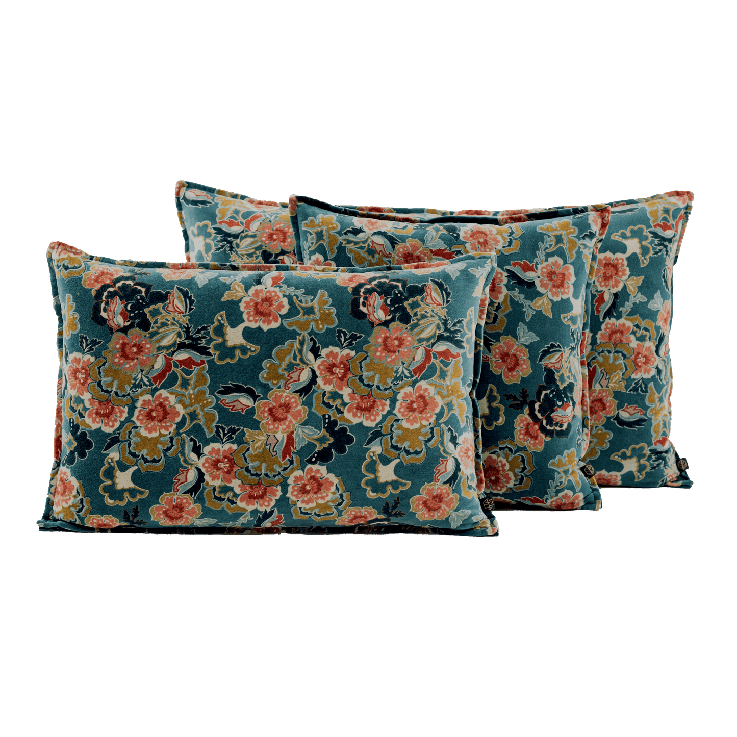 Coussin rectangulaire en velours imprimé fleuri, modèle Boston - Haomy