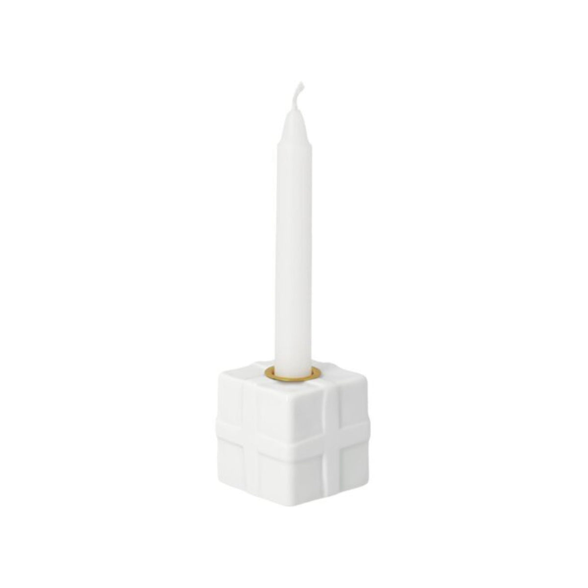 Bougeoir en porcelaine en forme de cadeau de Noël.