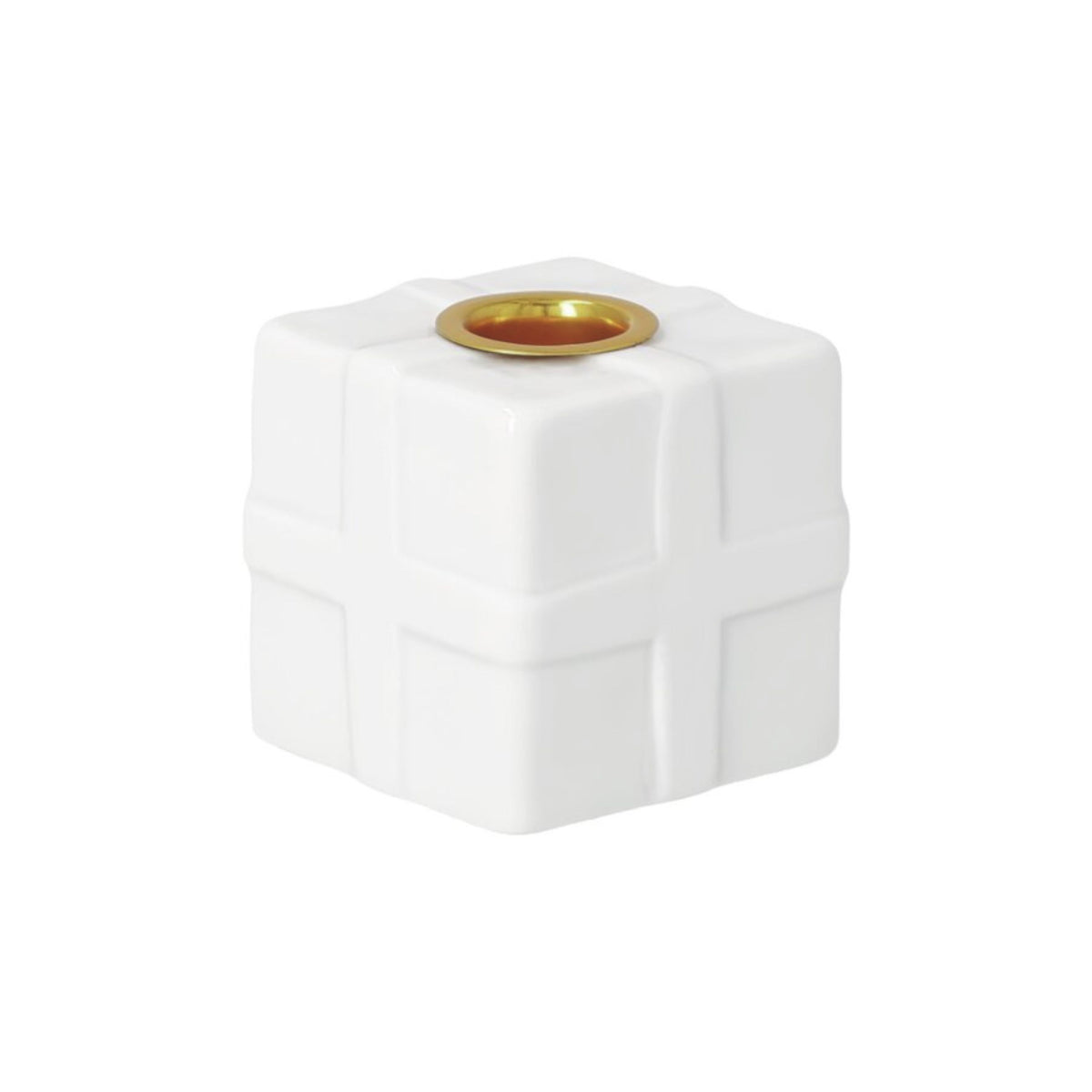 Bougeoir en porcelaine en forme de cadeau de Noël.
